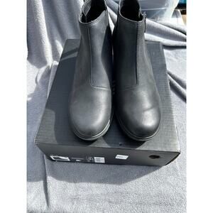 Sorel Evie II Chelsea Wedge Boots Womens 10.5 Black Leather Suede Waterproof NIB